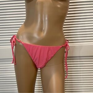 J.Crew curved-waist cheeky string bikini bottom with beads in Tea Rose